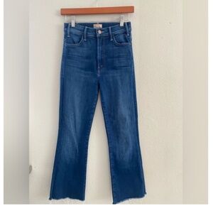 Mother The Hustler Ankle Fray Jeans In Home Movies Dark Wash Size 25